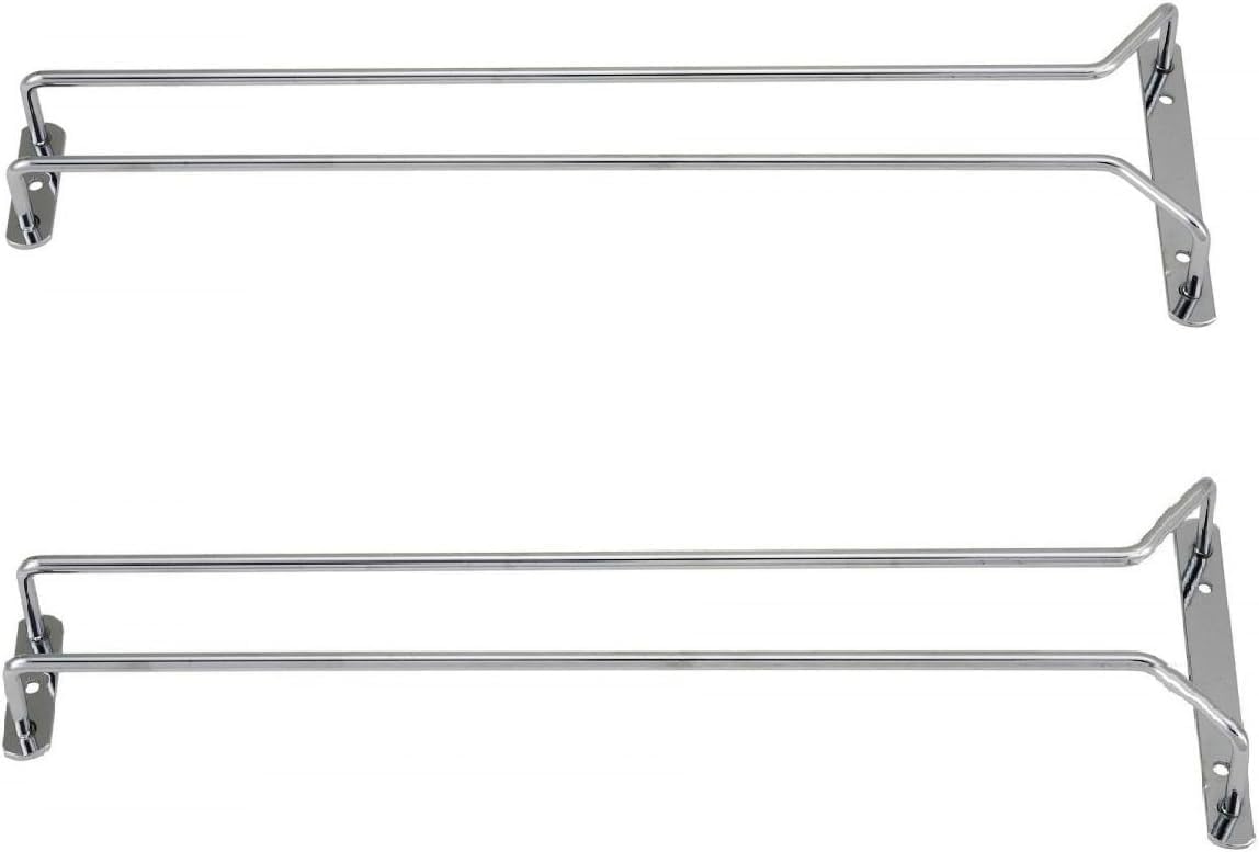 Wine Glass Rack Set of 2 - Stemware Rack Wire Hanging Rack Under Cabinet Wine Glass Rack Stemware Holder Glass Storage Hanger Organizer for Kitchen and Bar
