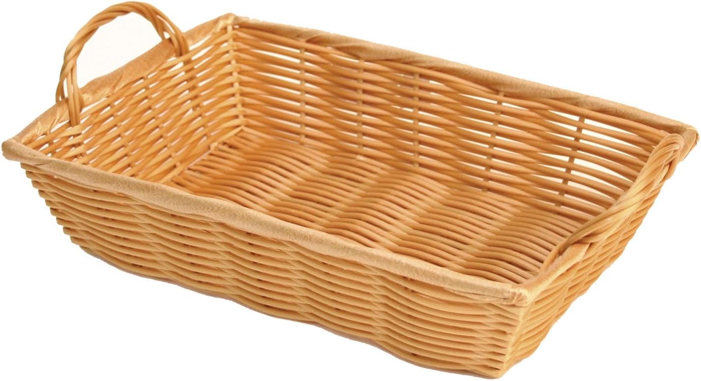 Hand-Woven Bread Basket with Handles Natural Color - Restaurant Woven Food Serving Basket for Fruit Bread Serving Basket Decorative Basket Perfect for Cafe Home Restaurants