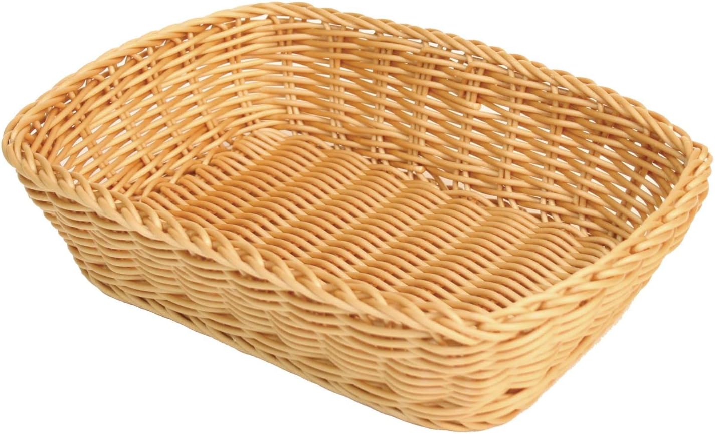 Rectangular Hand-Woven Bread Basket Natural Color - Restaurant Woven Food Serving Basket for Fruit Bread Serving Decorative Baskets Perfect for Cafe Home Restaurants