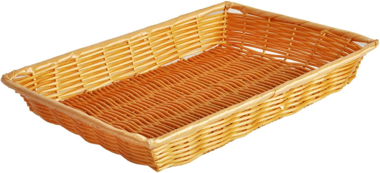 Rectangular Hand-Woven Bread Basket Natural Color - Restaurant Woven Food Serving Basket for Fruit Bread Serving Decorative Baskets Perfect for Cafe Home Restaurants