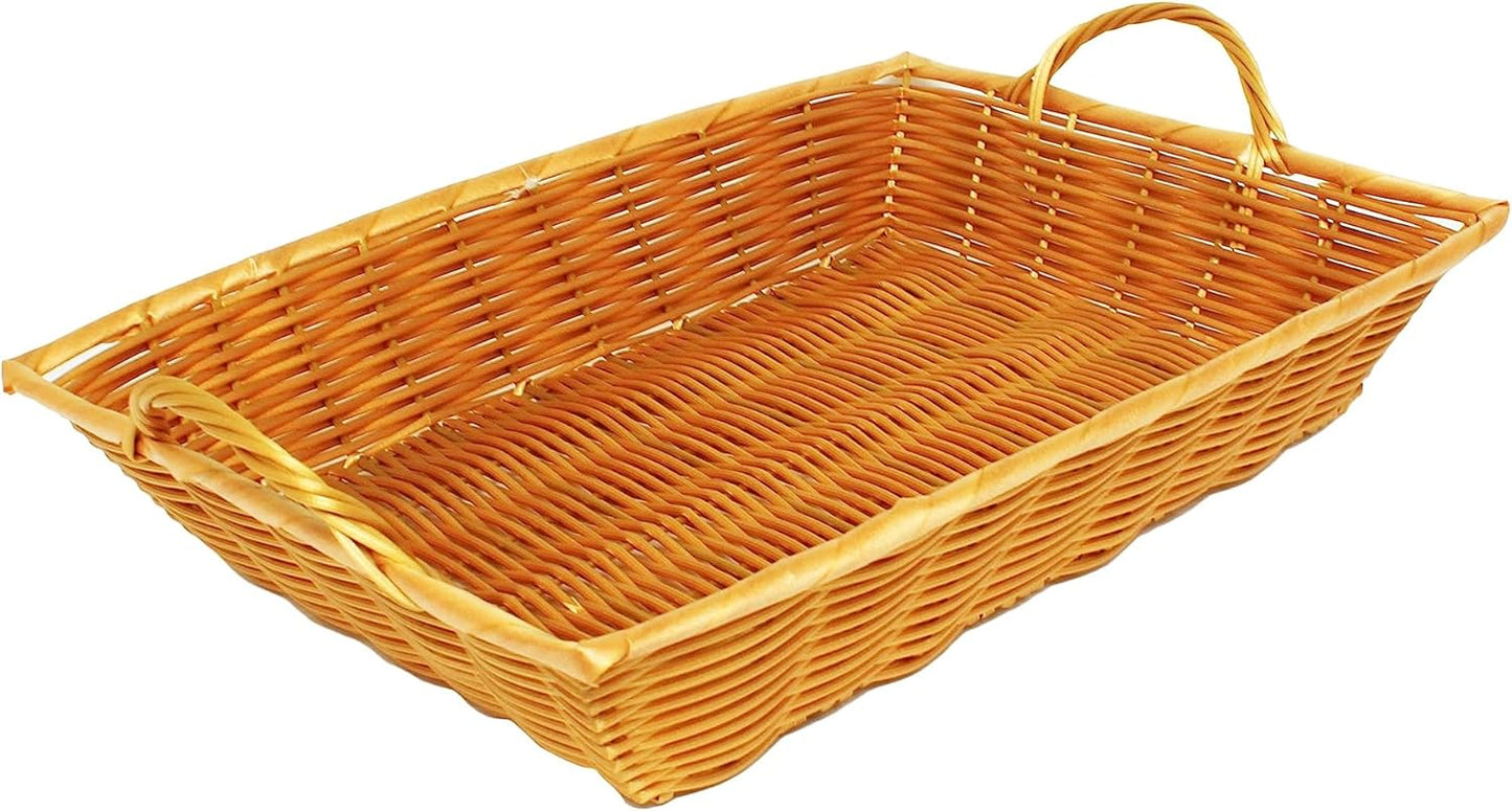Hand-Woven Bread Basket with Handles Natural Color - Restaurant Woven Food Serving Basket for Fruit Bread Serving Basket Decorative Basket Perfect for Cafe Home Restaurants