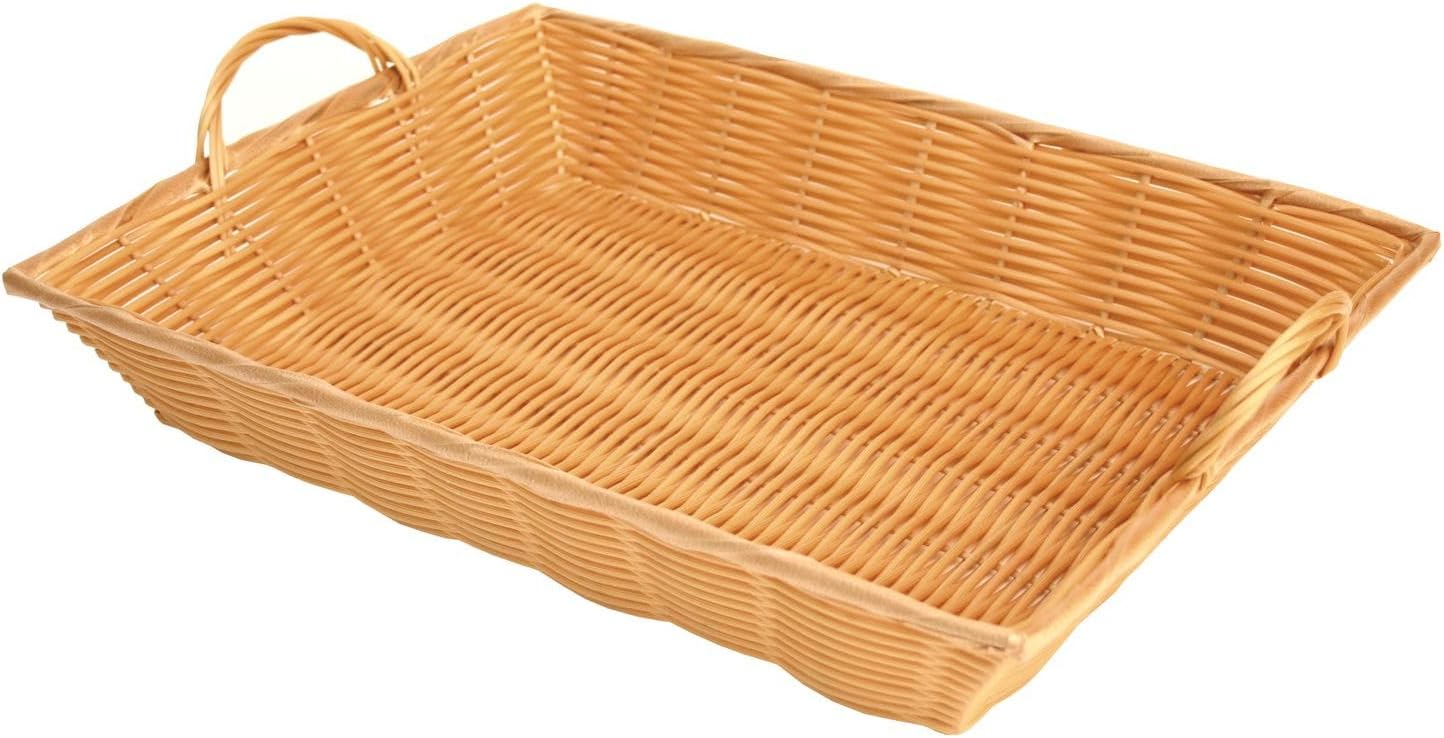 Hand-Woven Bread Basket with Handles Natural Color - Restaurant Woven Food Serving Basket for Fruit Bread Serving Basket Decorative Basket Perfect for Cafe Home Restaurants