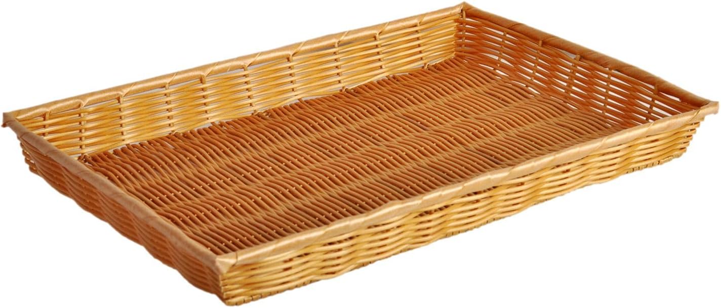 Rectangular Hand-Woven Bread Basket Natural Color - Restaurant Woven Food Serving Basket for Fruit Bread Serving Decorative Baskets Perfect for Cafe Home Restaurants