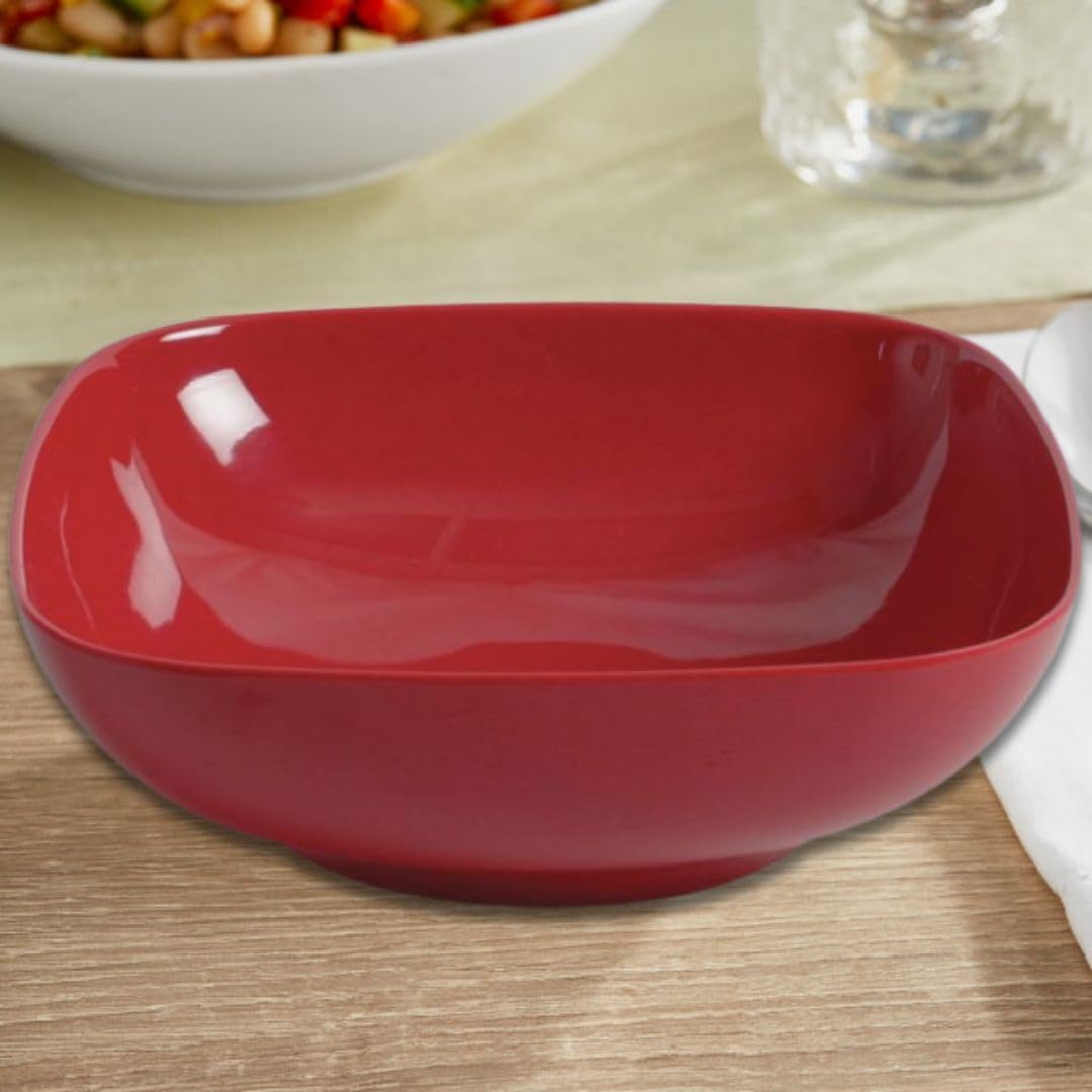 Round Square Bowl Passion Melamine - Dishwasher Safe Break-Resistant Serving Bowl Soup Bowl for Salads Rice Pasta Dessert Side Dishes Home Restaurants