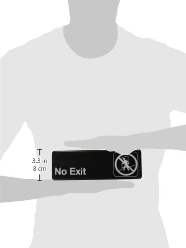 9" x 3" No Exit Sign with Easy Peel Self-Adhesive White on Black Color Set of 2- Door Sign Waterproof Self Adhesive Store Signs Indoor/Outdoor Warning Marker Home Business Use