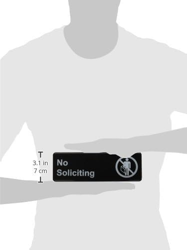 9" x 3" No Soliciting Sign with Easy Peel Self-Adhesive White on Black Color Set of 2- Door Sign Waterproof Self Adhesive Store Signs Indoor/Outdoor Warning Marker Home Business Use
