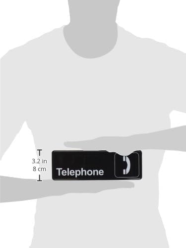 9" x 3" Telephone Sign with Easy Peel Self-Adhesive White on Black Color Set of 2- Door Sign Waterproof Self Adhesive Store Signs Indoor/Outdoor Warning Marker Home Business Use