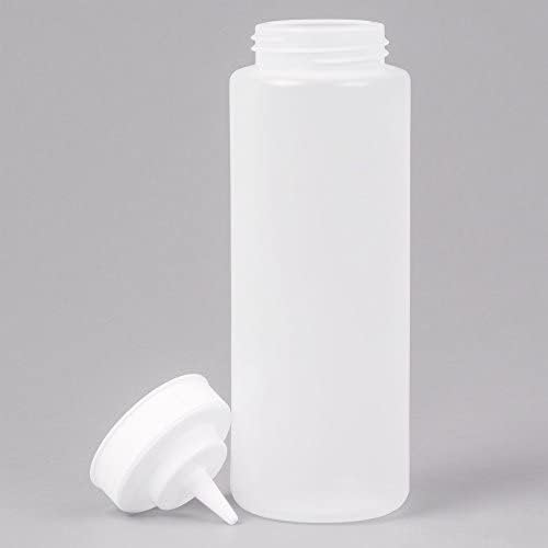 Set of 12 Squeeze Condiment Wide Mouth Dispensing Bottles 32 oz Clear- Plastic Squeeze Bottle For Sauces Spreads Ketchup Mustard Mayo