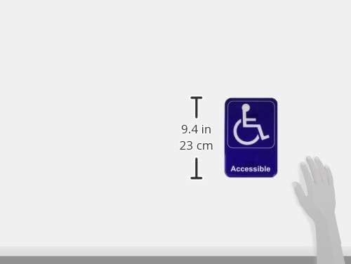 6" x 9" Wheelchair Accessible Restroom Sign with Easy Peel Self-Adhesive White on Blue Color Set of 2- Waterproof Self Adhesive Store Signs Indoor/Outdoor Warning Marker Home Business Use