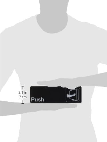 9" x 3" Push Sign with Easy Peel Self-Adhesive White on Black Color Set of 2- Door Sign Waterproof Self Adhesive Store Signs Indoor/Outdoor Warning Marker Home Business Use
