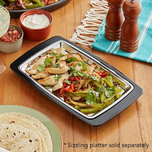 13" x 8" Rectangular Bakelite Underliner fits 11" x 7-1/5" Stainless Steel Sizzling Platter - Rectangular Sizzle Platter Underliner Base Restaurant Home Kitchen