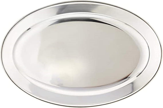 Set of 2 Stainless Steel Oval Platter - Serving Platters for Appetizer Snack Fruit Cup Cake Server Tray Display Serving Dishes for Entertaining