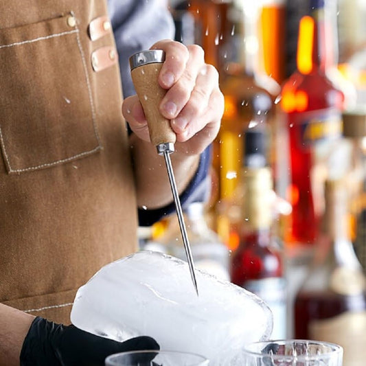 8" Stainless Steel Ice Pick with Wooden Handle - Durable Carving Bartender Pick Tool for Breaking Ice for Kitchen Bars Bartender Picnics Camping & Restaurant