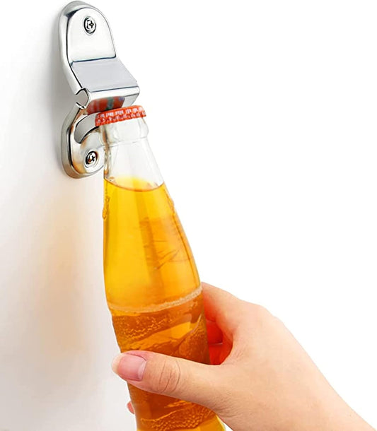 4-1/8" Heavy-Duty Stainless Steel Wall Mount Bottle Opener Set of 2 - Bottle Opener Bottle & Can Opener Classic Beer Opener Compact Size Beverage Bottle Opener for Kitchen Bar Restaurant