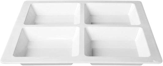 60 oz Rectangular 4-Section Tray Passion Melamine - Dishwasher Safe Serving Bowl Dipping Sauce Dishes Sauce Bowls for Dips Chips Veggies Fruits Home Restaurants