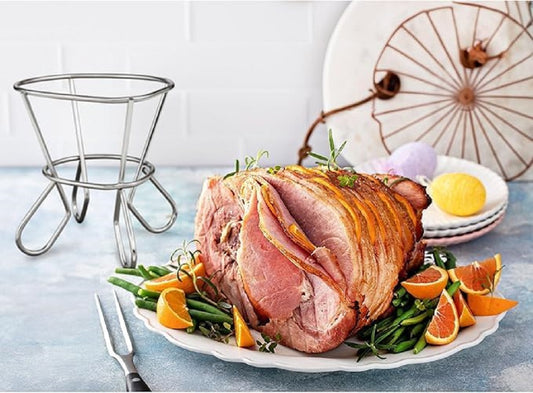 8-1/2" x 7-1/4" x 6" Wire Ham Holder Chrome Plated - Roasting Wire Spiral Ham Holder Roasting Rack For Ham Cooling Drying Rack Kitchen Rack Great for Cooking Roasting