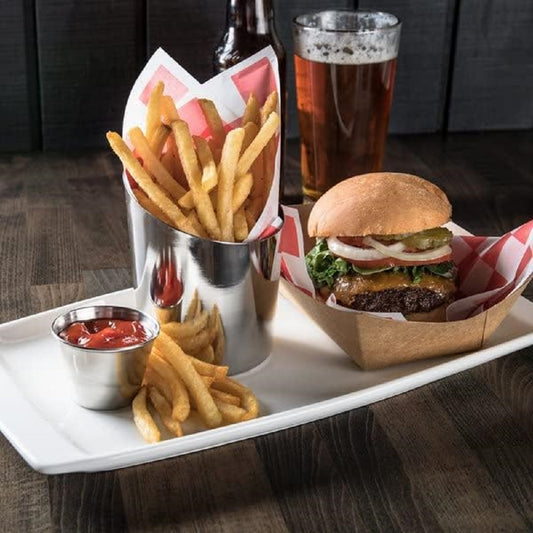 14 oz. Stainless Steel Angled French Fry Cup Mirror Finish Set of 2 - French Fry Holder Stainless Steel Fry Cup Appetizer Cups For Serving Chips Onion Rings Tater Tots or Vegetables