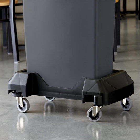 24-2/5" x 15-3/4" x 8-1/4" Black Trainable Slim Trash Can Dolly with Rubber Wheels - Slim Container Trash Can with Wheels Easy Transport Maneuverability of 16/23 Gallon