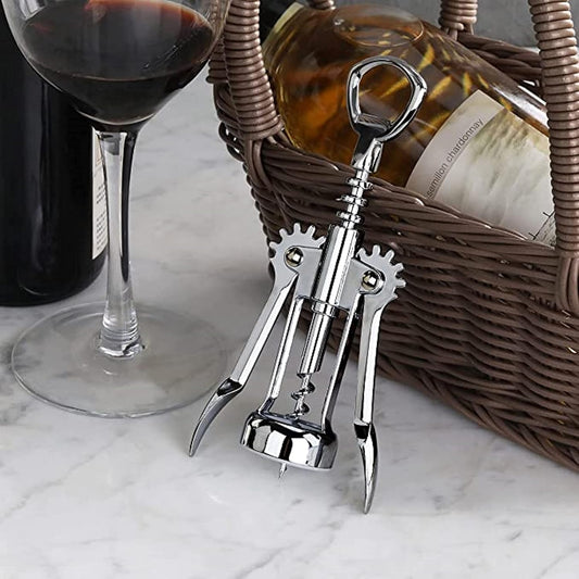 6-1/2" Heavy-Duty Wing Corkscrew Opener Chrome Plated Iron - Wine Opener Perfect Corkscrew to Open Wine & Beer Bottles Great Bottle Opener For Bartenders Restaurants Home