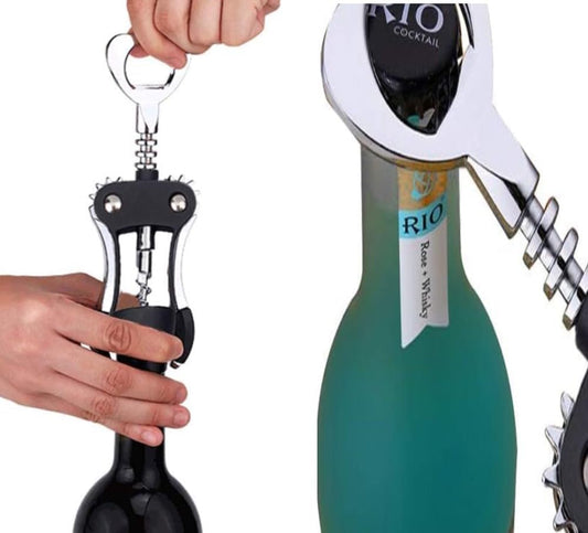 Zinc Alloy Champagne Bottle Opener - Wing Corkscrew Wine Bottle Opener Multifunctional Bottles Opener Manual Cork Screw Great Bottle Opener For Bartenders Restaurants & Home