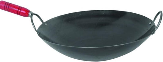 Iron Wok Pan with Wooden Handle – Woks and Stir Fry Pans for Chinese Japanese and Cantonese Cuisine Stir Fry Pans Traditional Woks Grilling Frying Steaming Made in Taiwan