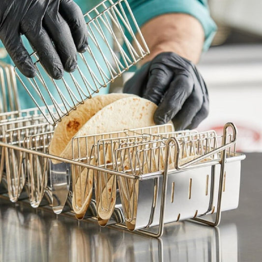 Commercial Grade 8-Slot Taco Basket Holds 8 Shells Deep Fryer - Taco Holder Basket Taco Fry Basket with Grip Handle Taco Shell Fry Basket Shells Deep Fryer Taco Holder Basket