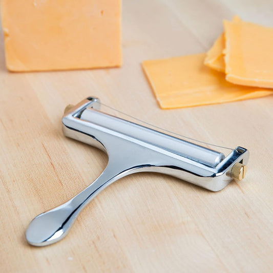Heavy Duty Cheese Slicer - Hand Held Cheese Cutter for Cheddar Gruyere Raclette Mozzarella Cheese Block Adjustable Cheese Shaver Thick & Thin Slicer Cheese Curler (Silver)