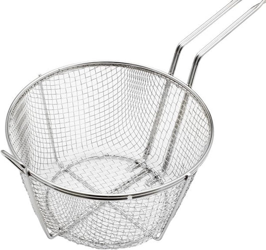 Round Fry Basket Heavy Duty Nickel Plated Iron - Deep Fry Basket Frying Multifunctional Fryer Round Food Strainer for Restaurant Kitchen Frying Chips Fish Sausages