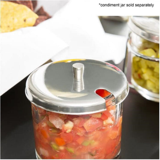 7 oz Stainless Steel Condiment Jar Cover - Spice Jar Condiment Container Seasoning Organizer Glass Condiment Container for Spice Salt Sugar