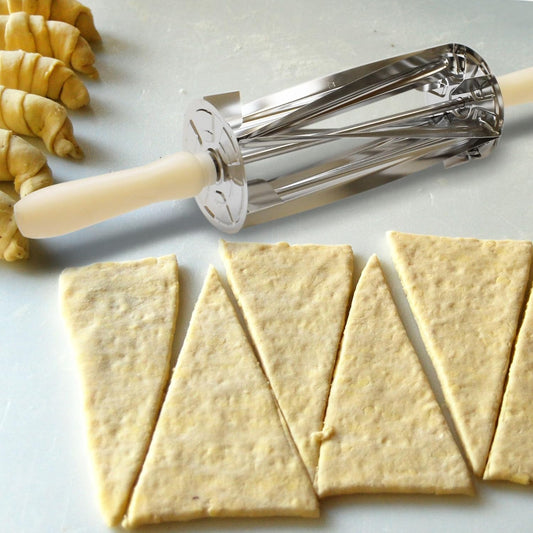 Stainless Steel Croissant Dough Cutter with Plastic Handle 8-1/4" x 3-3/4" x 3-3/4" - Pastry Cutter Dough Cutter Perfect Shaped Pastry Dough for Croissants Dishwasher Safe