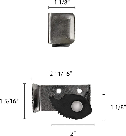 2-5/8" x 2" x 1-1/8" Single Mop Holder Nickel Plated - Replacement Holder Assembly for Mop Broom Racks Utility Cabinets Garage Storage System Garden Kitchen Tool Organizer