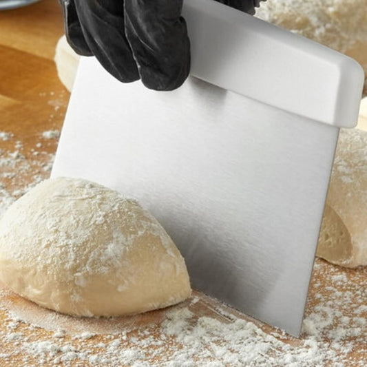 6" x 4" Dough Scraper Stainless Steel with White Plastic Handle - Dough Cutter Dough Pastry Scraper Cutter Chopper for Baking Multipurpose Food Scraper for Dough and Bread