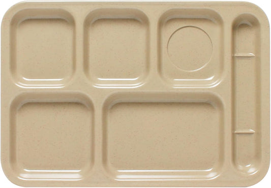 14-1/2" x 10" 6 Compartment Tray Sand Color Melamine Set of 12 - Dishwasher Safe Break-Resistant Serving Platter Dinner Plates Portion Plates for Dinner Home Restaurants