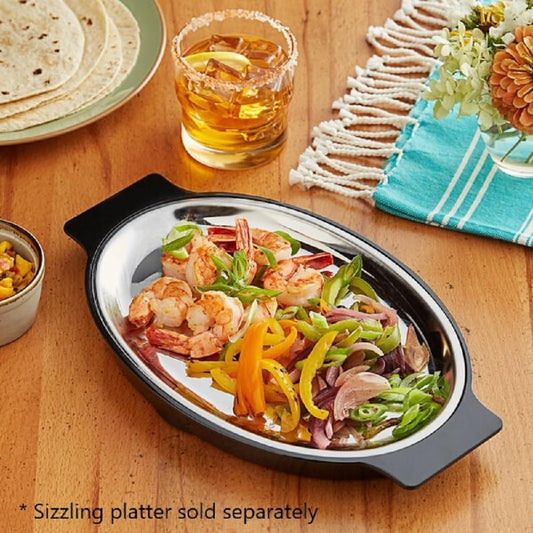 13-4/5" x 8-4/9" Oval Bakelite Underliner fits 11-5/8" x 8" Stainless Steel Sizzling Platter - Rectangular Sizzle Platter Underliner Base Restaurant Home Kitchen