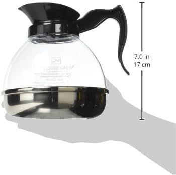 64 oz. Coffee Decanter Stainless Steel Base Polycarbonate Body with Plastic Handle Commercial Grade- Coffee Carafe Easy Pour Coffee Decanter Perfect for Cafes Home and Restaurant