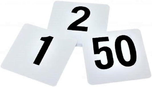 Plastic Table Numbers 4" x 4" Black on White Color Double Sided- Plastic Restaurant Wedding Table Number Cards Signs for Party Banquets Wedding Reception and Restaurants