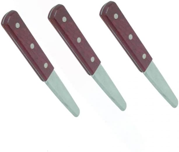 7-1/4” Stainless Steel Clam Knife with Wood Handle Set of 3- Clam Shucking Knife Seafood Opener Seafood Tools Knives Shucker for Home Kitchen and Restaurants