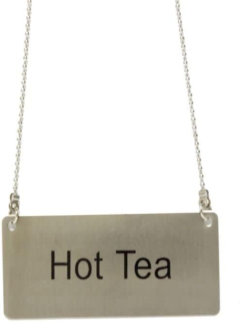 3-1/2" x 1-2/3" Chain Sign Stainless Steel with 13-1/8" Chain Length- Beverage Sign Drinks Labels for Coffee Urns Beverage Dispensers Carafes for Party Restaurant Banquet