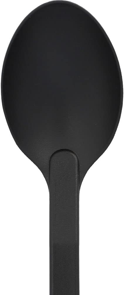 11-1/2” Solid Spoon High-Heat Nylon & Polypropylene Handle Black Color- Kitchen Cooking Spoons Serving Spoons Heat Resistant up to 410°F Kitchen Spoons for Mixing Serving Stirring