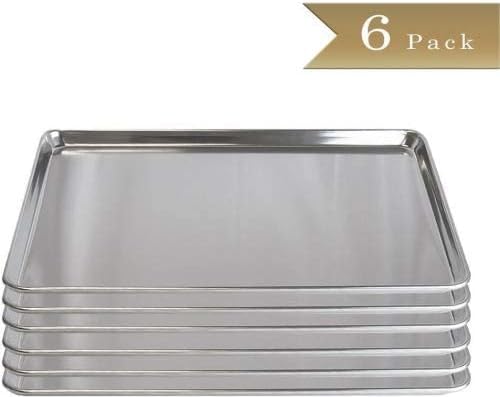 Quarter Size Aluminum Sheet Pan 9-1/2" x 13" Baking Sheets 18 Gauge Set of 6-Oven Safe Baking Pan Baking Tray Cookie Sheet Baking Sheet for Oven Perfect for Baking Roasting and More