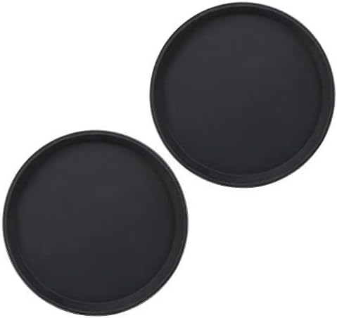 Round Non-Slip Serving Trays Black Restaurant Serving Tray Rubber Lined Serving Tray Serving Coffee Appetizer Breakfast Perfect for Kitchen Café Hotel and Restaurants