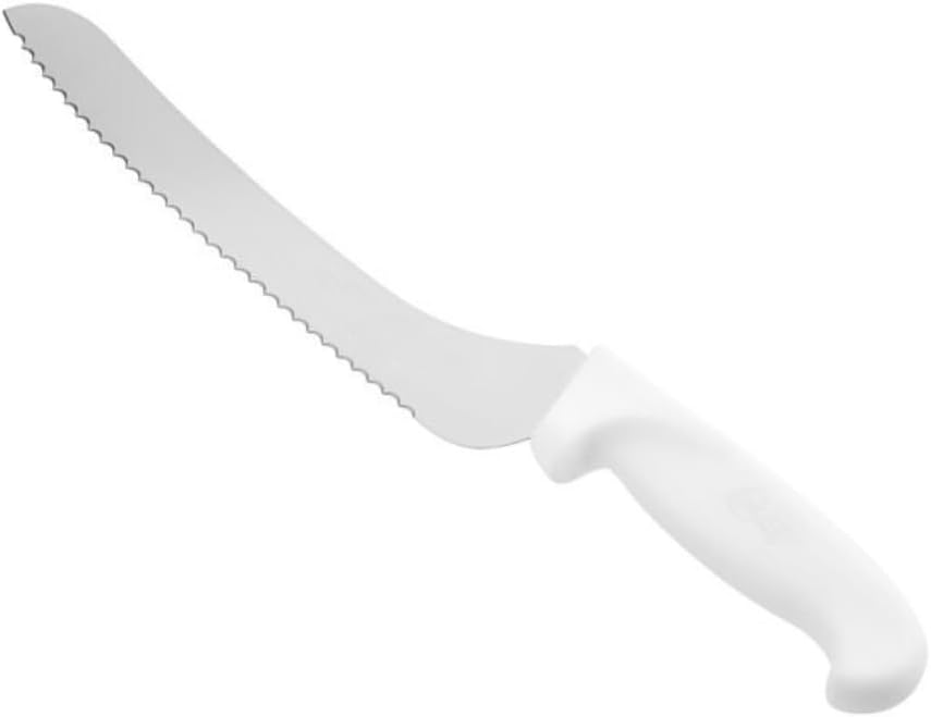Blade Bread Knife German Steel with White Polypropylene Handle- Razor Sharp Multipurpose Sharp Kitchen Knife for Homemade Bread Crusty Breads Cake Bagel Home Kitchen Restaurants