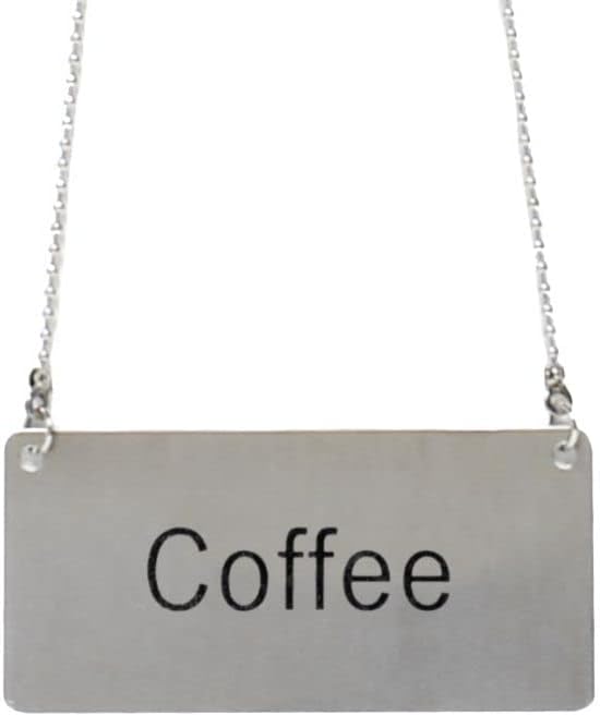 3-1/2" x 1-2/3" Chain Sign Stainless Steel with 13-1/8" Chain Length- Beverage Sign Drinks Labels for Coffee Urns Beverage Dispensers Carafes for Party Restaurant Banquet