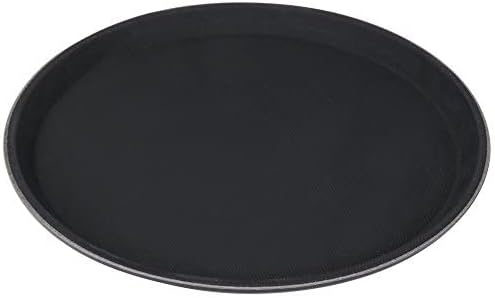 Round Non-Slip Serving Trays Black Restaurant Serving Tray Rubber Lined Serving Tray Serving Coffee Appetizer Breakfast Perfect for Kitchen Café Hotel and Restaurants