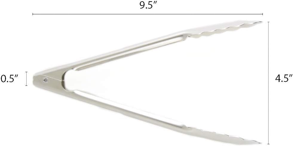 Stainless Steel Flat Spring Utility Tong with Locking Ring Set of 3- Food Tongs Cooking Tongs for Grilling Barbecue Buffets Home Restaurants Food Tong Buffet Tong Appetizer Tong