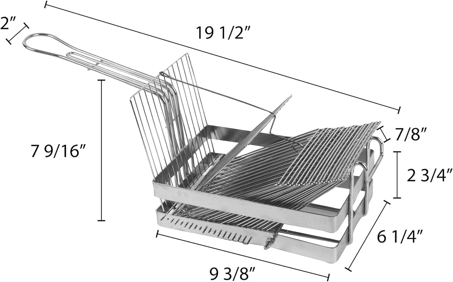 18 Slots Heavy Duty Tostada Shell Basket Nickel Plated 19-3/8" x 6-1/4" x 7-5/8" - Deep Fryer Tostada Holder Basket Heavy-Duty Tostada Fry Basket Taco Deep Fryer Taco Holder