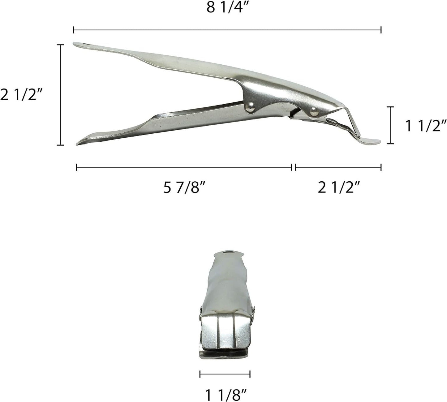 Shallow Dish Pizza Pan Gripper Stainless Steel 7-7/8" x 1-1/7" x 2-3/4" - Pan Tongs Gripper Clip Tongs Great for Pulling Hot Pizza Pan out of the Oven Microwave