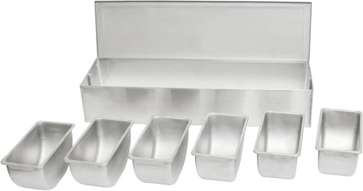 Stainless Steel Condiment Bar (Open Bottom) - Condiment Dispenser Serving Container Garnish Tray Bar Caddy Condiment Server Caddy Garnish Holder for Home Work Restaurant