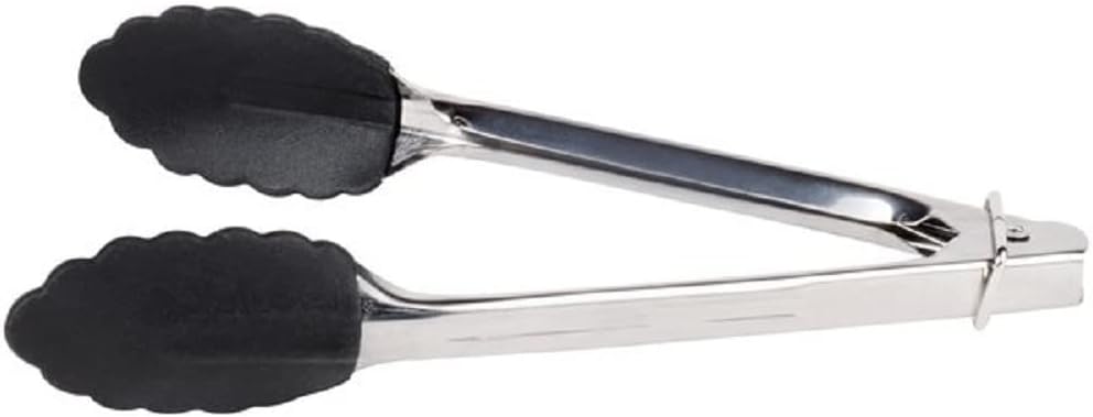 Stainless Steel Utility Tong with Silicone Tips Handles - Non-Slip Silicone Sliding Locking Ring Cooking Tongs Kitchen Tongs Metal BBQ Tongs Perfect for Home and Restaurants