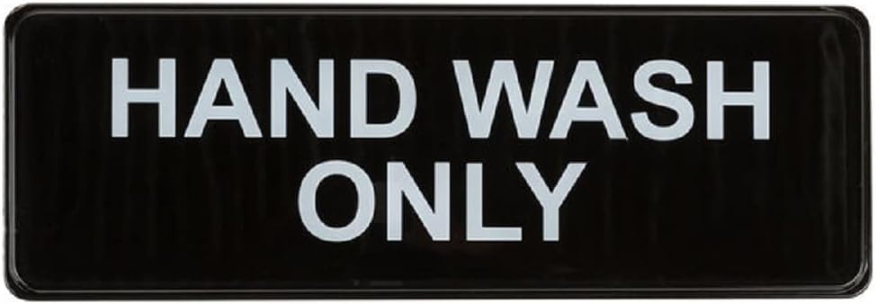 9" x 3" Hand Wash Sign with Easy Peel Self-Adhesive White on Black Color Set of 2- Door Sign Waterproof Self Adhesive Store Signs Indoor/Outdoor Warning Marker Home Business Use